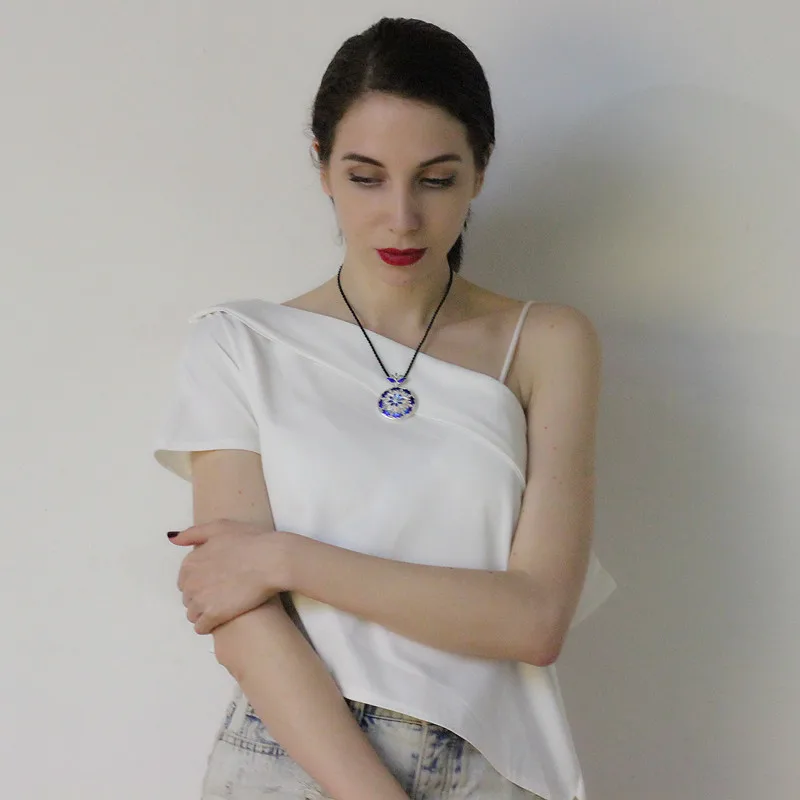 Синяя подвеска в стиле стимпанк из стерлингового серебра 999 пробы Женские кулоны