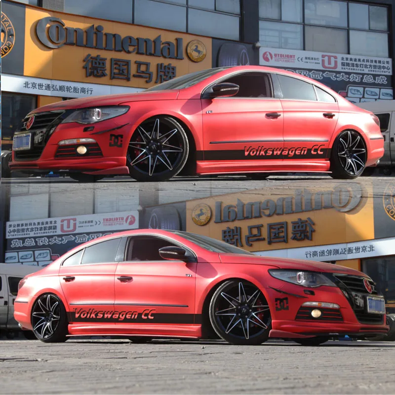 World Datong Sport Stripes автомобильные наклейки для Volkswagen Passat CC Авто тела индивидуальная наклейка внешние аксессуары - Название цвета: Black sticker