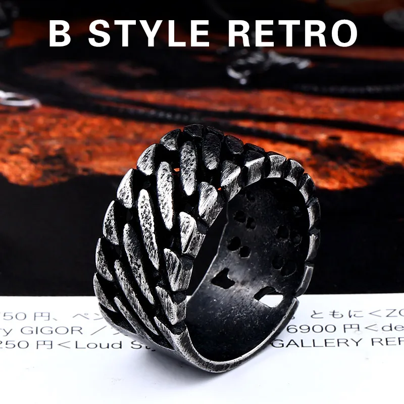 antique silver Байер 316L нержавеющая сталь Готический Личность цепи кольцо человек готика Мода Мужские аксессуары LR175 - Цвет основного камня: antique silver