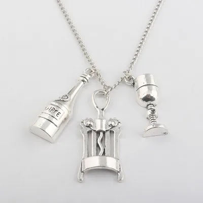 necklace Модные ювелирные изделия Алиса в стране чудес ожерелья чайник бутылка вина чашки наручные часы для женщин мужчин пиво Вечерние - Окраска металла: necklace