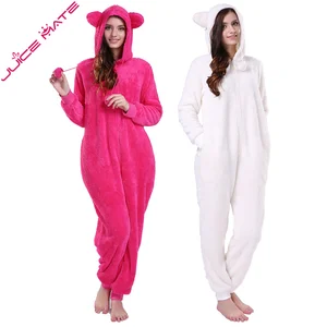 JuiceMate Зима Теплая С Капюшоном Пижамы Комбез Onesie Комбинезон С Животных Уши Пушистые Snuggle Руно Пижамка Onesie Для Женщин