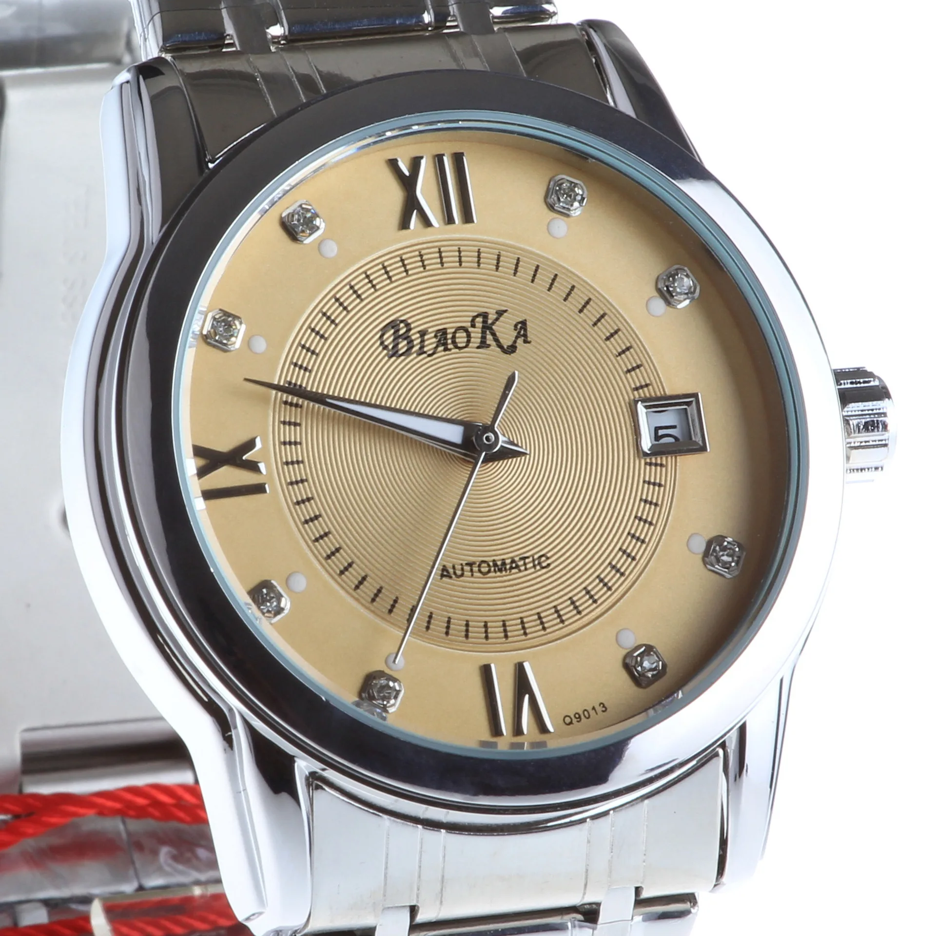 Мужские наручные часы BIAOKA золотистые водонепроницаемые с календарем