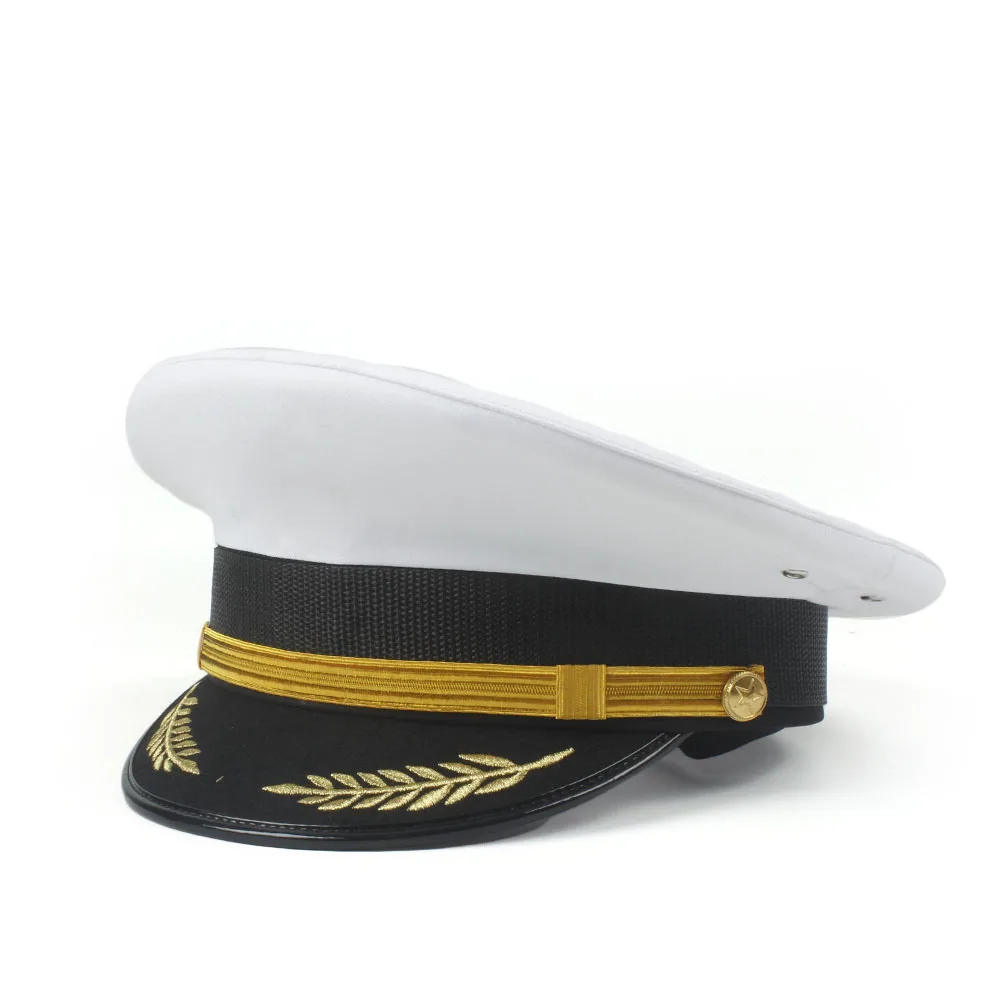 White Немецкая армейская Кепка с козырьком, военные шапки, Полицейская Кепка, косплей, Хэллоуин, рождественский подарок, размер s m l xl - Цвет: White