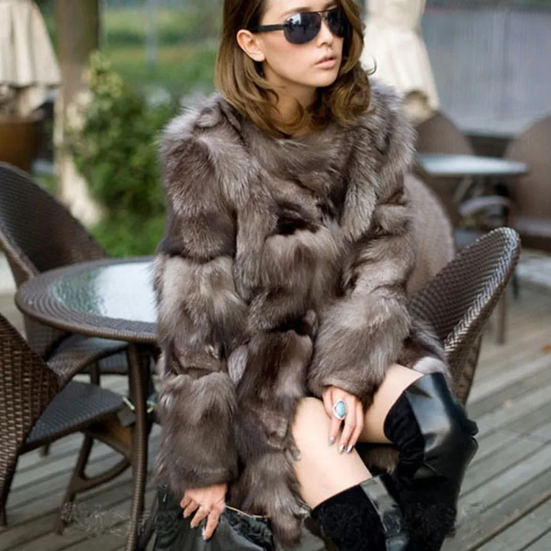 Best quality new fashion in winter Fox fur coats woman real fur coat women's vest natural silver Fox fur coat A#11