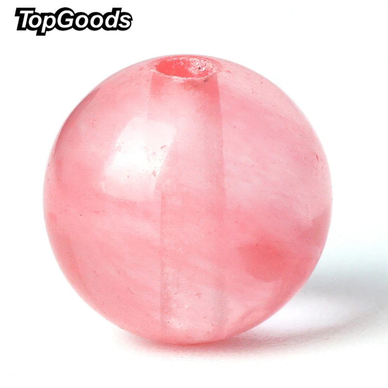 Бисер TopGoods из натурального камня красный арбузный кристаллический камень