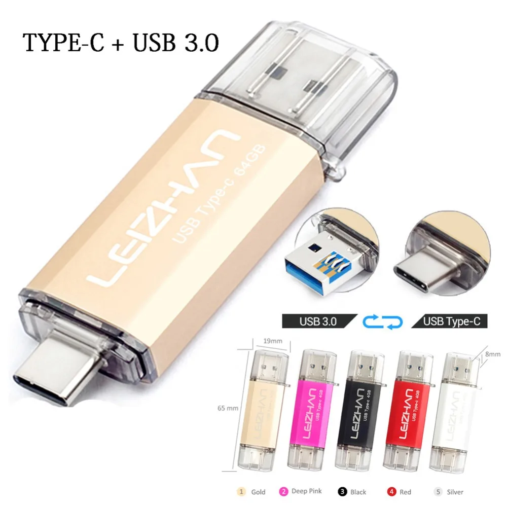 Leizhan usb c флэш-накопитель для samsung s8 128 ГБ Google Pixel XL Флешка 256 флеш-накопитель 3 0 memoria 64