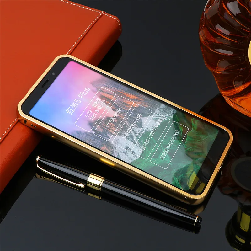 Xiaomi Redmi 5 Plus Case Plating Metal Frame with Mirror Back Cover Hard Phone for 5Plus |