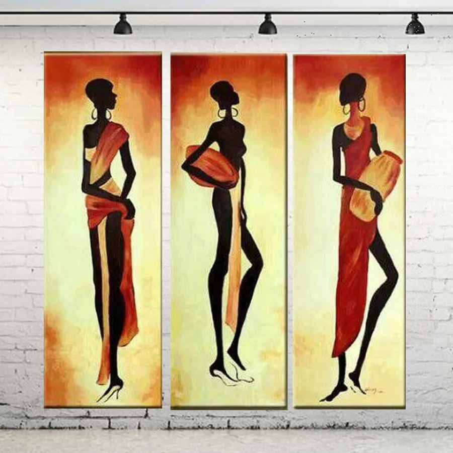Горячая 3 шт./компл. абстрактные современные Фигурки для девочек картина маслом