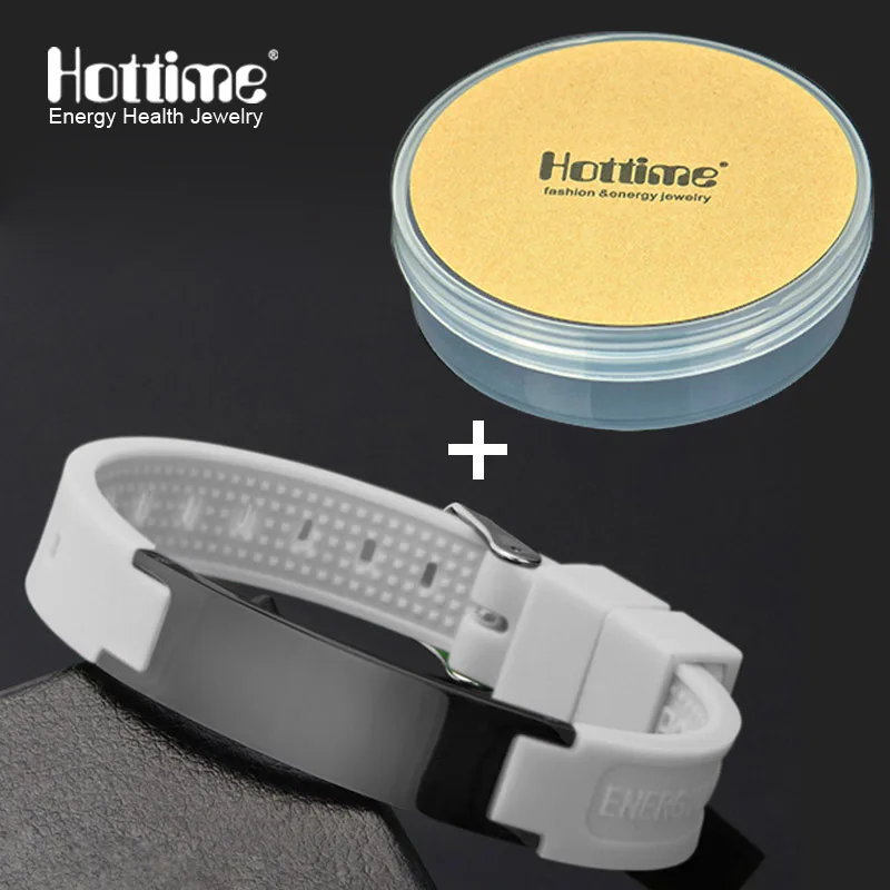 White And Box Hottime 4 в 1 Био Элементы кремния энергии спортивный браслет Многоцветный Мощность полосы баланс Нержавеющая сталь металла Браслеты - Окраска металла: White And Box