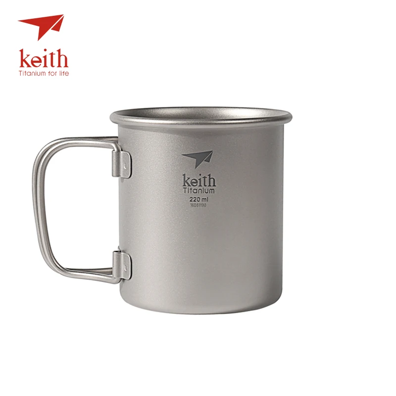 

Keith Outdoor Folding Titanium Water Mugs Drinkware Camping Cups No Lid Ultralight Portable Outdoor Travel Mug 40g 220ml Ti3200