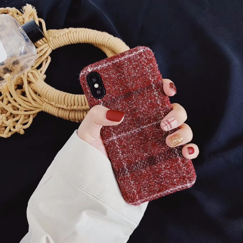 

Explosion cashmere plaid mobile phone case for iPhone Xs/xr/xsmax6/7/8plus anti-fall protection cover