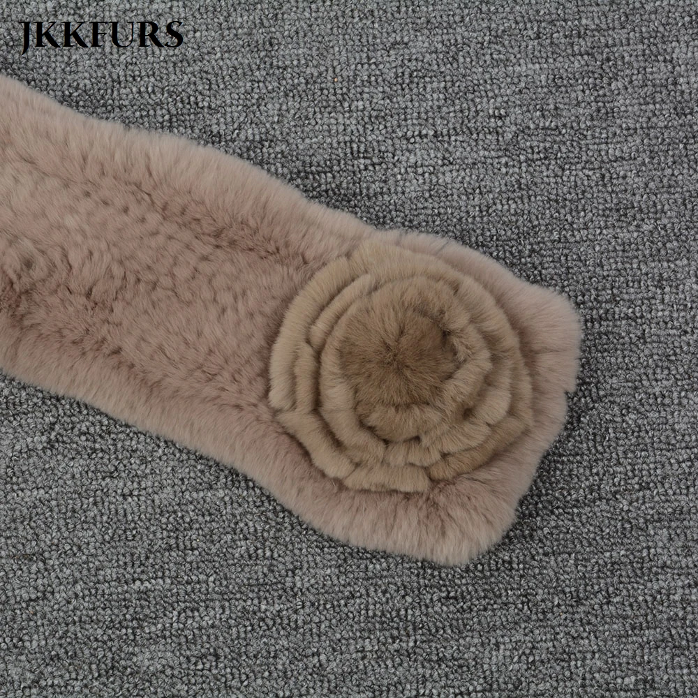 2019 Ladies Real Rex Rabbit Fur Scarf Genuine Natural Fluffy Fashion Style Floral Decoration Shawls Winter Muffler S7094 |