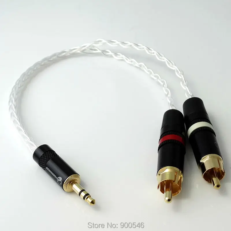 3 5 мм стерео 2 RCA Мужской Аудио Кабель-адаптер 8 ядер Litz Геометрическая оплетка 5N