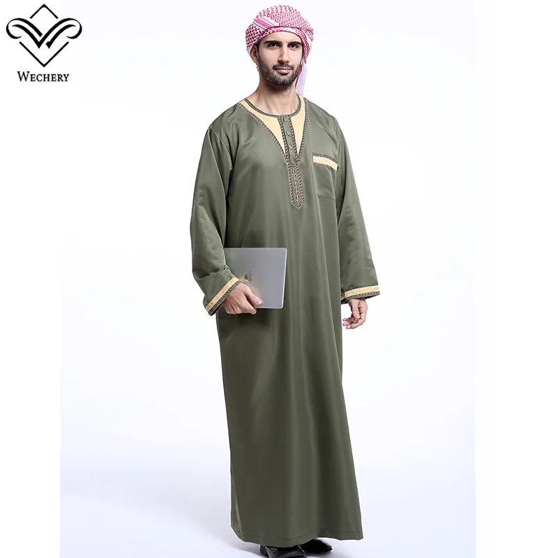 Wechery модная мусульманская одежда для мужчин s abaya Дубай индийский Ближний Восток исламский халат для мужчин длинные