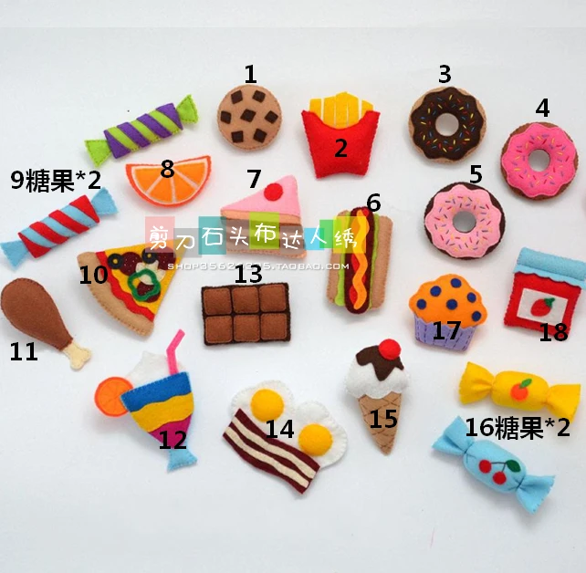 

Dessert Candy Toy Felt kit Non-woven cloth Craft DIY Sewing set Felt Handwork Material DIY needlework JDSTB