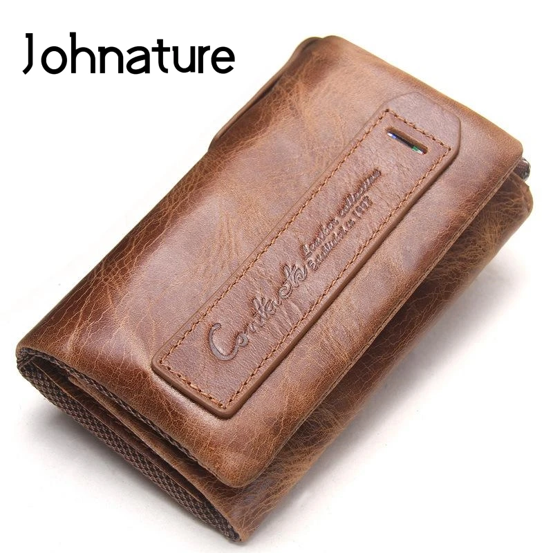 Johnature 2020 новинка натуральная кожа Повседневный с застежкой Твердый клатч