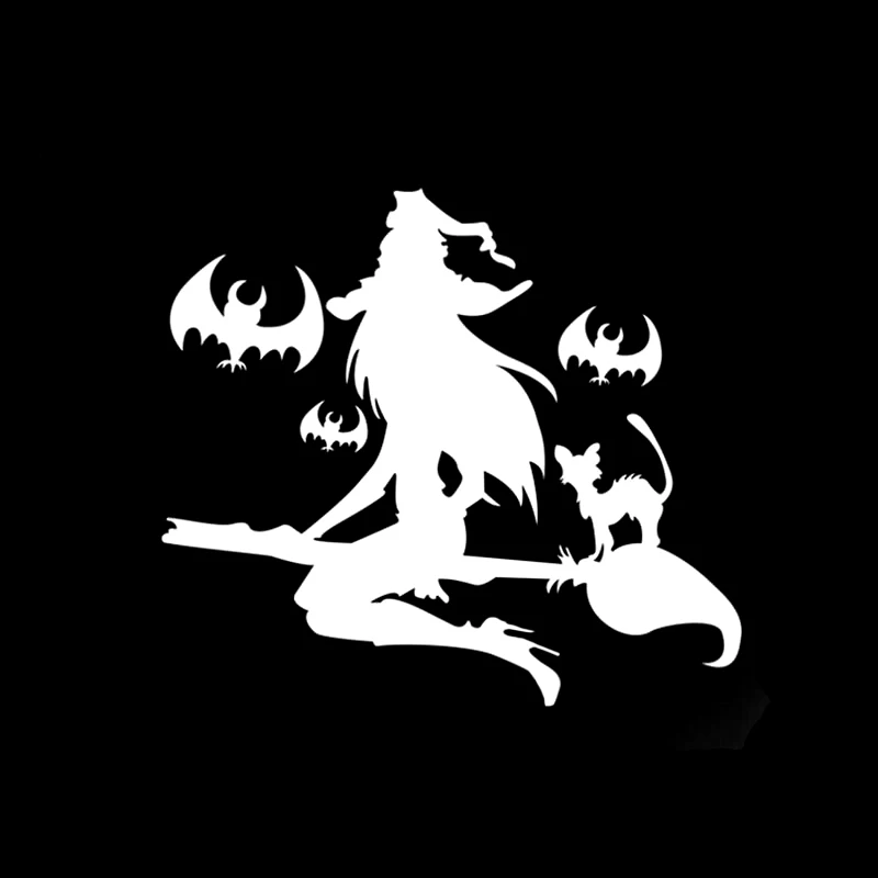 QYPF 15*13 4 интересные наклейки на Хэллоуин летучая мышь ведьма Декор Автомобильные