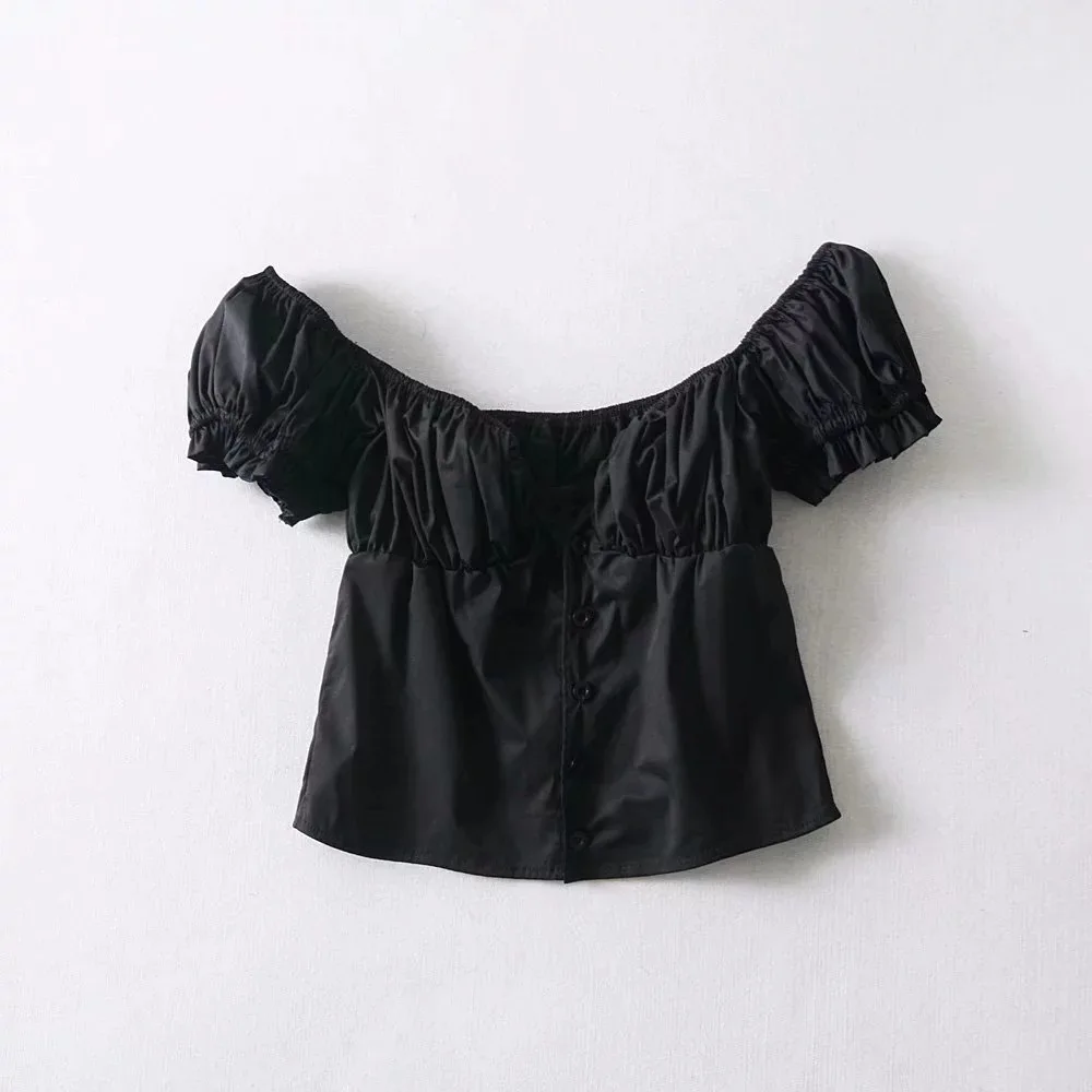 Summer tops for women blouses white crop top sexy puff sleeve blouse shirts ruffle streetwear Korean fashion clothing |