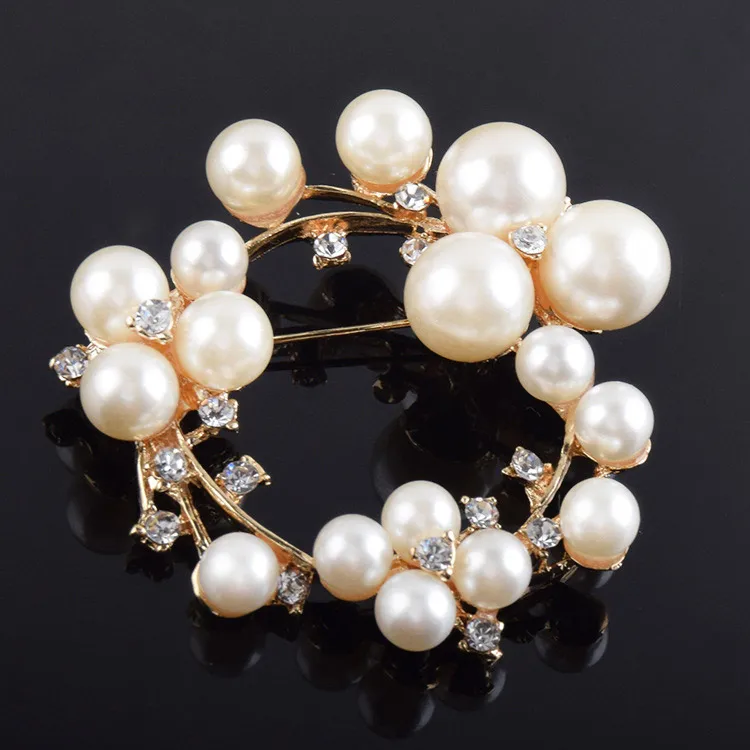 Женская брошка с искусственным жемчугом USTAR шпильки золотистого цвета со
