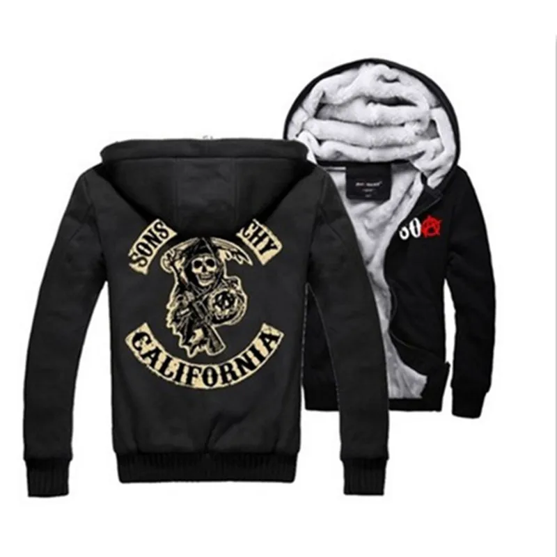 Мужская толстовка с капюшоном и принтом анархии на молнии|Костюмы из фильмов ТВ| |