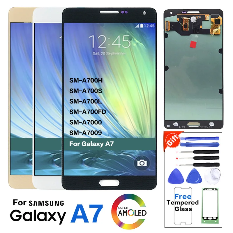 ЖК дисплей Amoled для Samsung A7 2015 A700 A700F сенсорный экран с цифровым преобразователем 100%