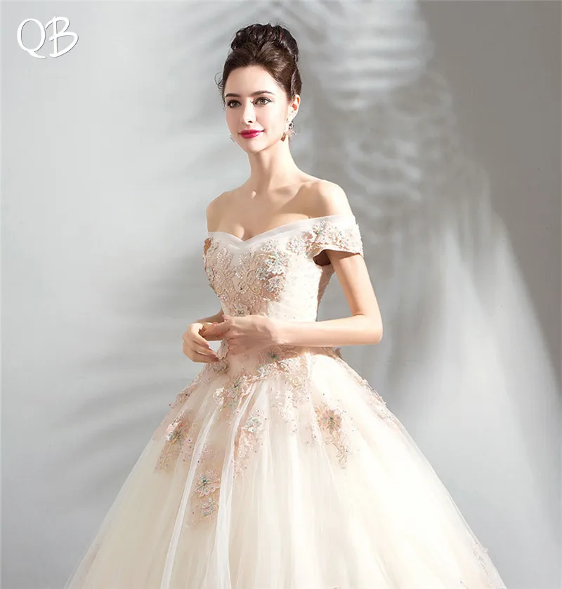 Empire Fluffy Cap Sleeve Tulle Lace Beading Flowers Luxury Wedding Dress 2019 New Fashion Bridal Dresses Gowns WE31 | Свадьбы и