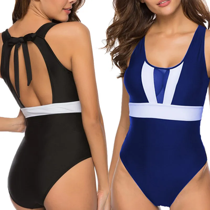 Сексуальный женский купальник пуш ап однотонный цельный бюстгальтер сетчатый