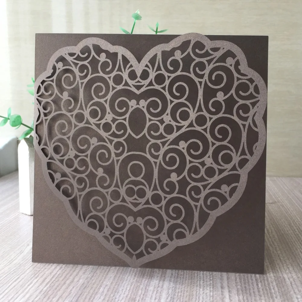 

35pcs Chic Love Heart Pattern Laser Cut Invitation Card Wedding Cards Sweet Birthday Party Decorations