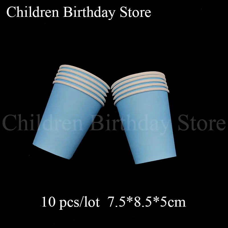 

10pcs blue paper cups solid color disposable cups plain color theme birthday party decorations blue party cups