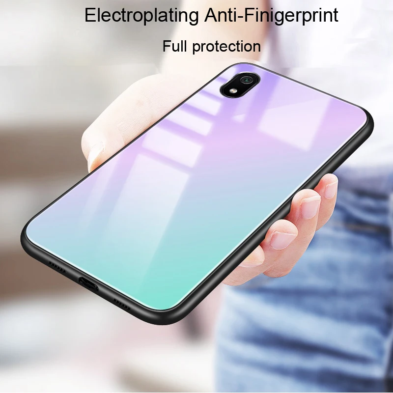 Чехол из закаленного стекла для Xiaomi Redmi 7A 7a градиентный цвет задняя крышка 7 A