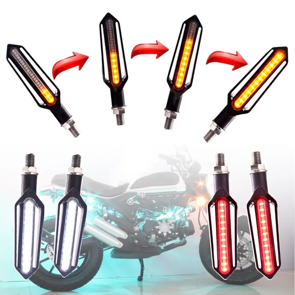 2pcs 4pcs Universal Motorcycle Flowing Water LED Turn Signal Light Indicators Amber Blinker Red Brake / DRL |