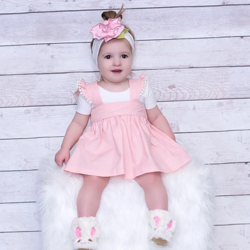 Новинка 2019 года летнее розовое платье-тапочки для девочек детское платье