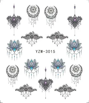 Наклейки для ногтей YWK Цветочные Переводные белые розы ожерелье украшения