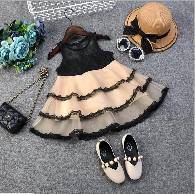 Toddler girl black lace dress children cake tutu princess party gown lids clothing summer fashion vestido | Детская одежда и обувь