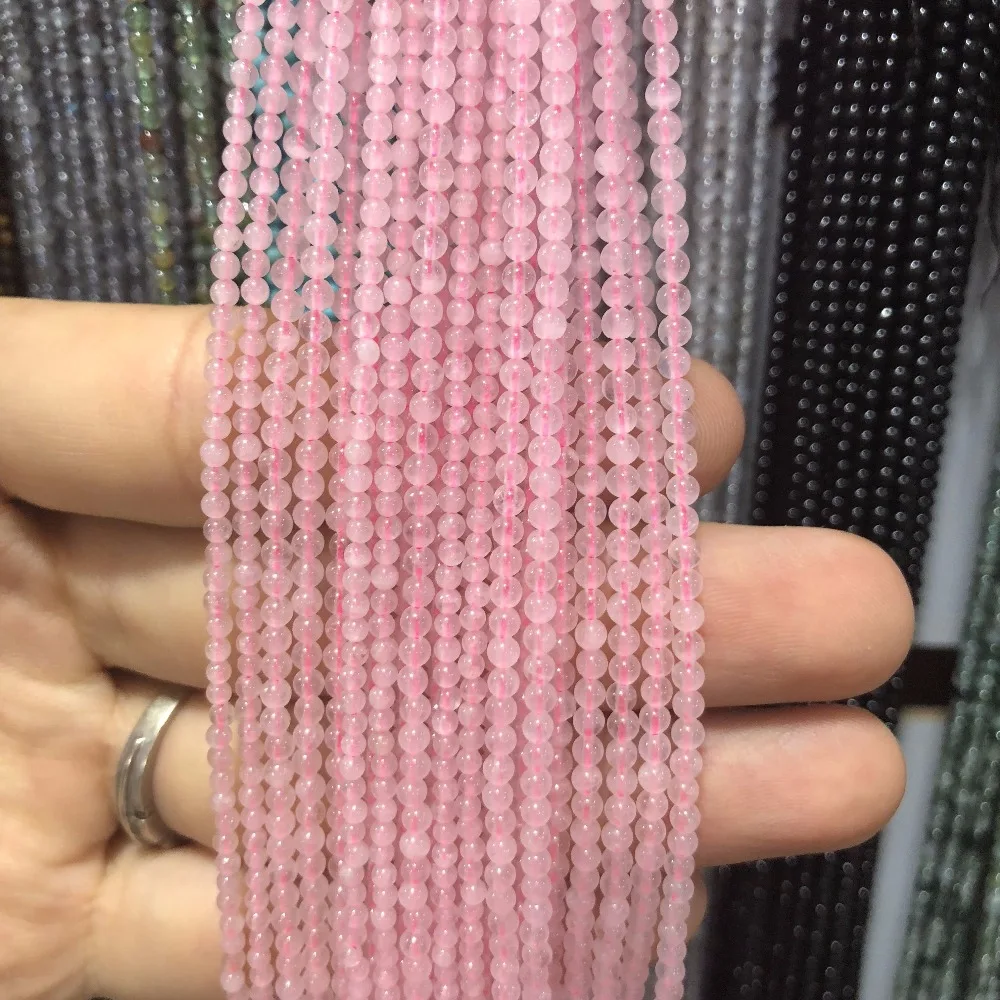 Круглые бусины из натурального камня 2 мм розовый кварц аметист лазурит агат для