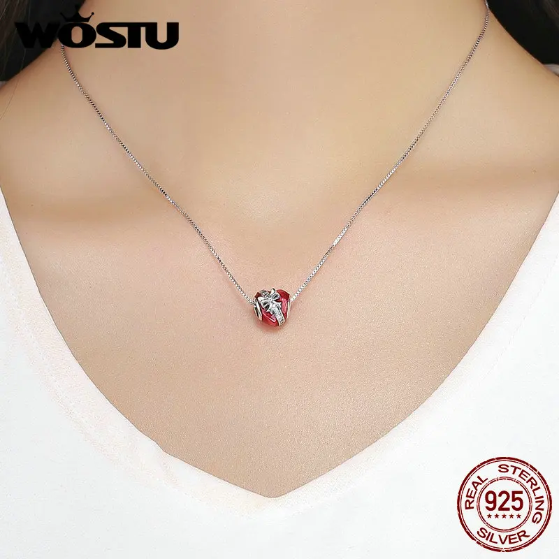 WOSTU 925 пробы серебро любовь подарок сердце бусины Шарм Подходит Браслет Подвески Аутентичные ювелирные изделия