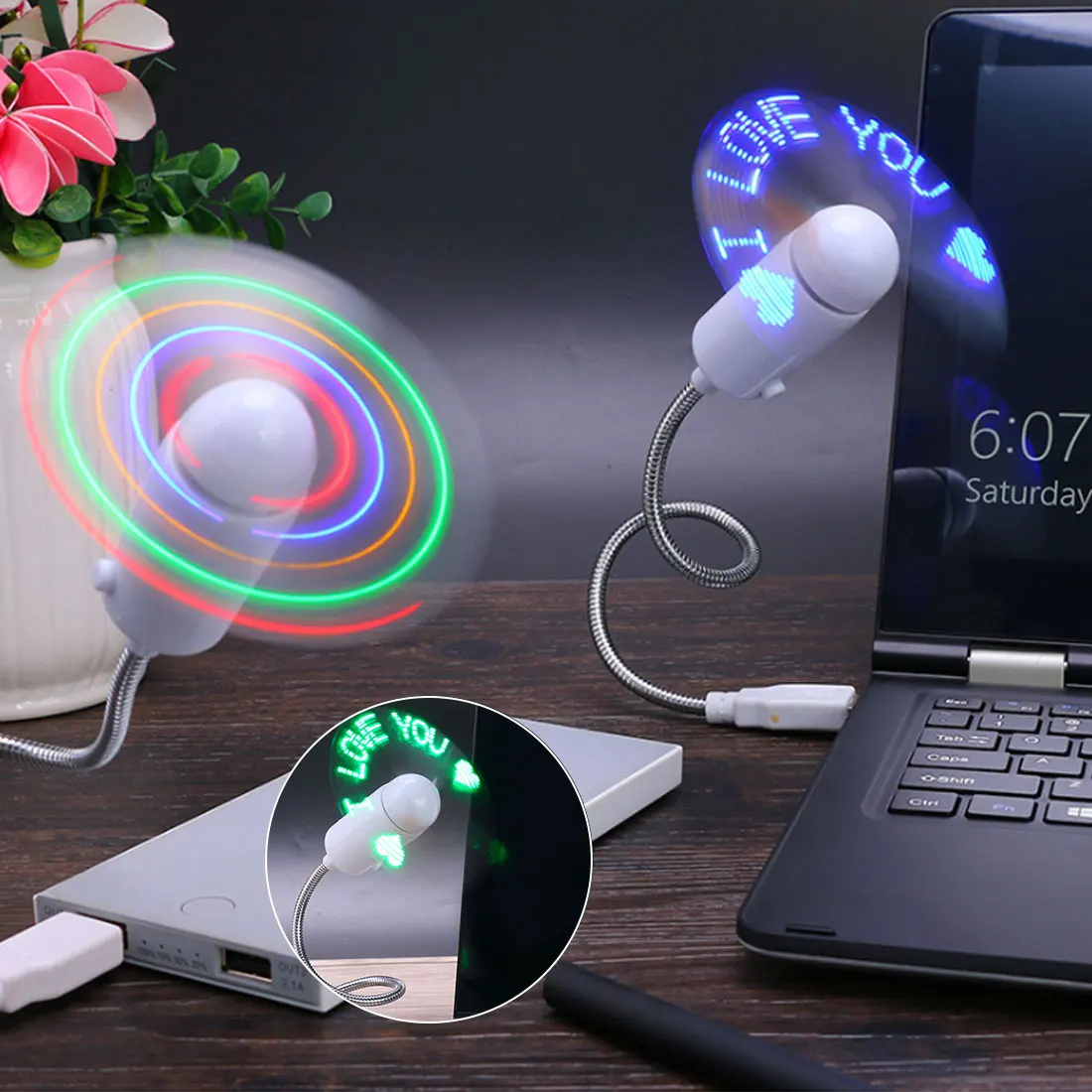 Светодиодный вентилятор гибкий USB гаджеты Реклама USB персонаж вентилятор может перепрограммировать любые текстовые слова программируемый