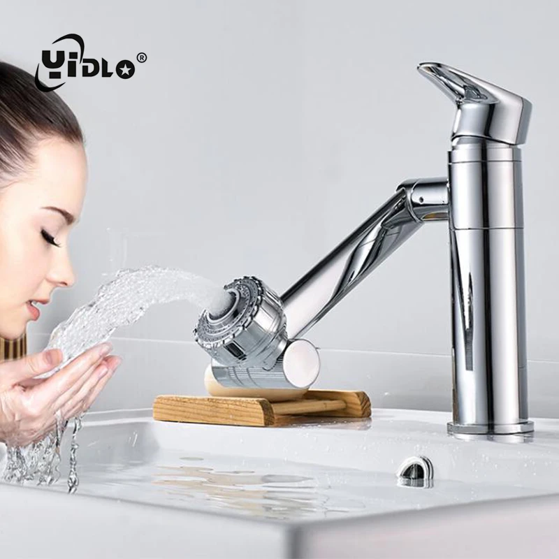 Ванная комната Faucrt 360 градусов смеситель для раковины выдвижной серебристый