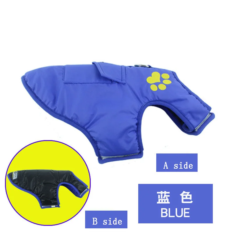 Blue Зимняя теплая одежда для собак средних и больших размеров, куртка для собачек-Мопсов, пальто для собак, ветрозащитная одежда для чихуахуа, одежда для домашних животных 35 - Цвет: Blue