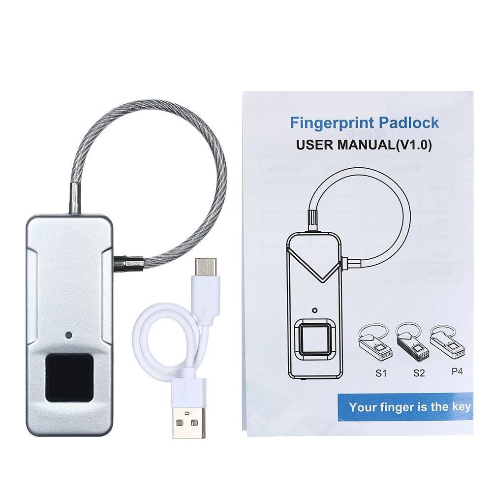 USB Перезаряжаемый смарт замок отпечатков пальцев 10 комплектов IP65 Противоугонный