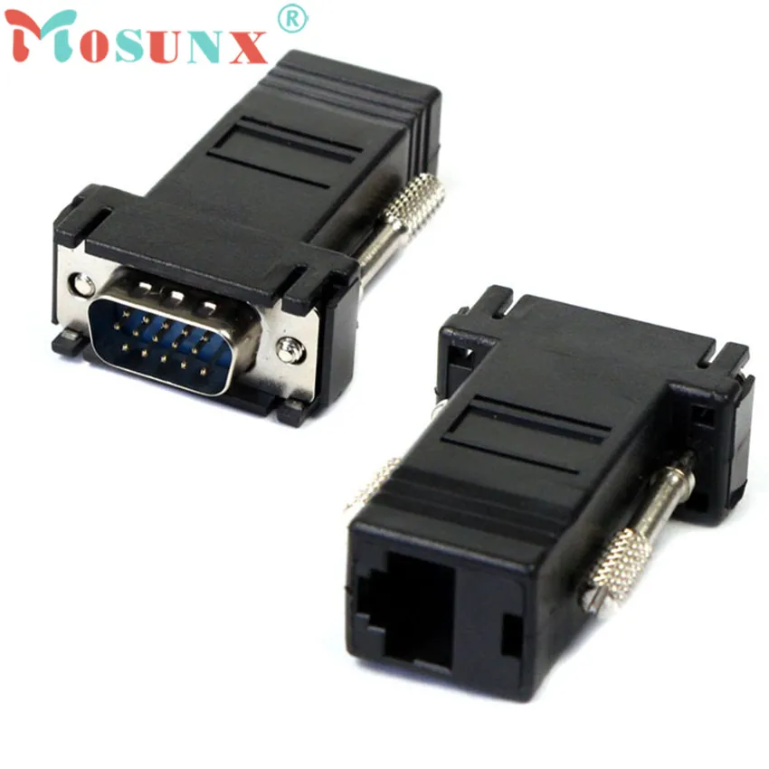 Новинка 2017 года 1 шт. VGA Extender Мужчина к Lan Cat5 Cat5e RJ45 Ethernet Женский адаптер |
