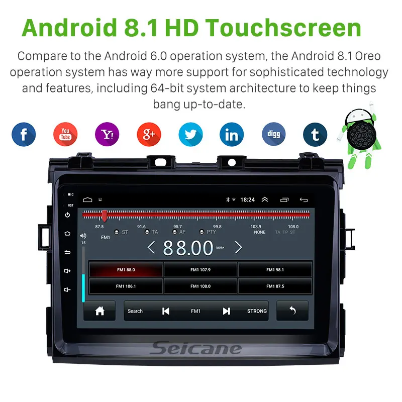 Seicane для Toyota Previa 2006 2007 2008-2012 Android 8 1 9 дюймов головное устройство автомобильный