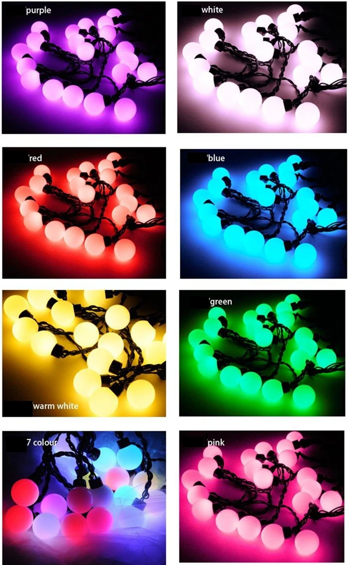 Многоцветный новогодний RGB 5 м 50 светодиодный светильник с шариками Рождественский светильник s вечерние Свадебная Декоративная гирлянда праздничный Сказочный светильник s