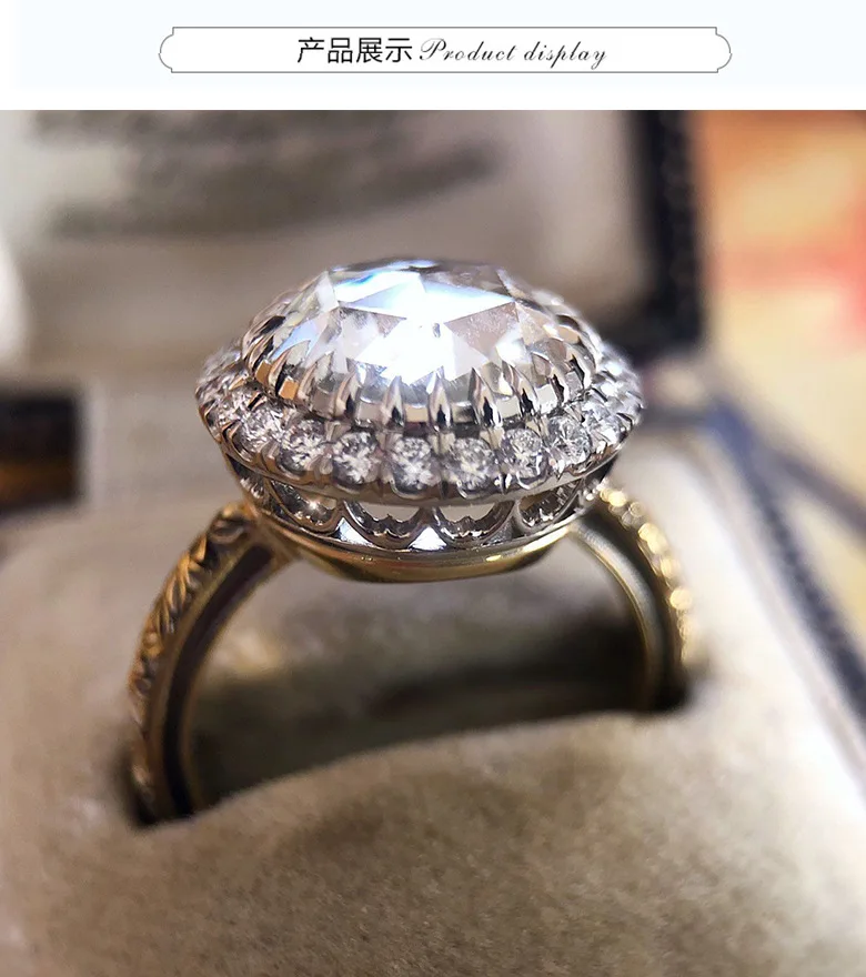

Luxury White Zircon Promise Engagement Ring Vintage Charming Big Stone Wedding Rings For Women Fashion Jewelry