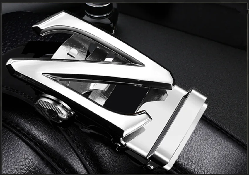 

VOHIO Tall Big man 150 155 160cm man leather belt 100% cowhide cinturones para hombre Z belt Brand luxury Gold silver automa