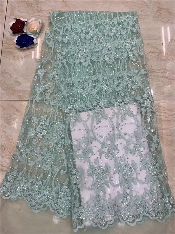 Высококачественная нигерийская фатиновая Кружевная Ткань 5 ярдов в партии