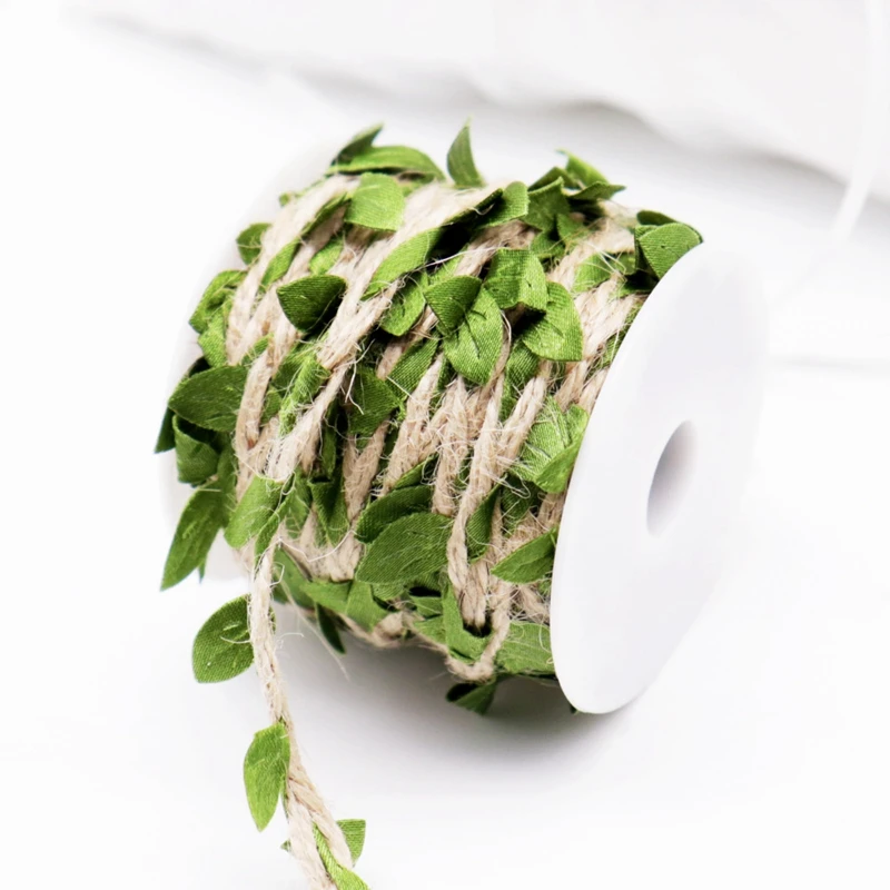 10 м имитационная плетеная веревка с зелеными листьями для украшения свадьбы дня