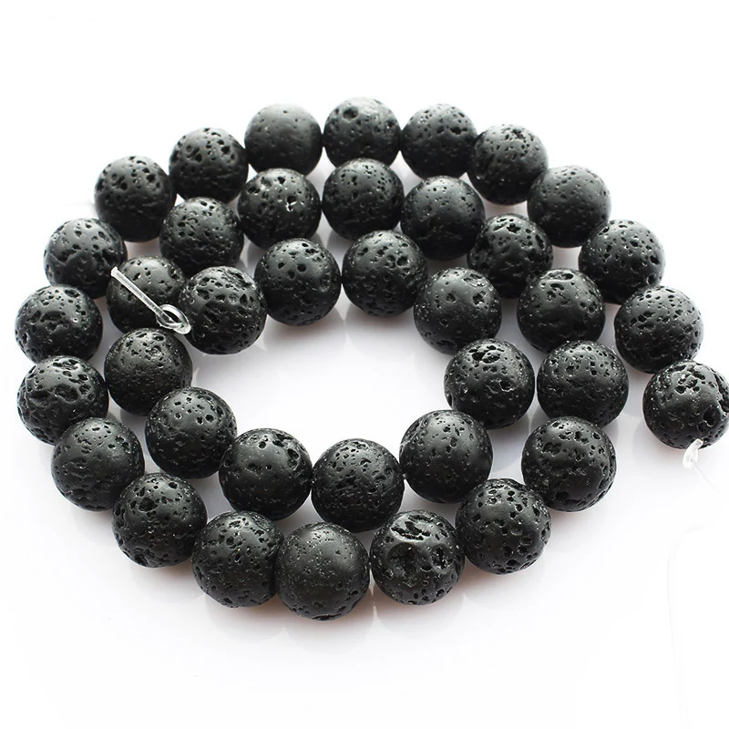 2pcs 4 6 8 10 12mm Natural Lava Beads Black Volcanic Rock Stone Beads Handmade Diy Jewelry Making Necklace Bracelet Accessories