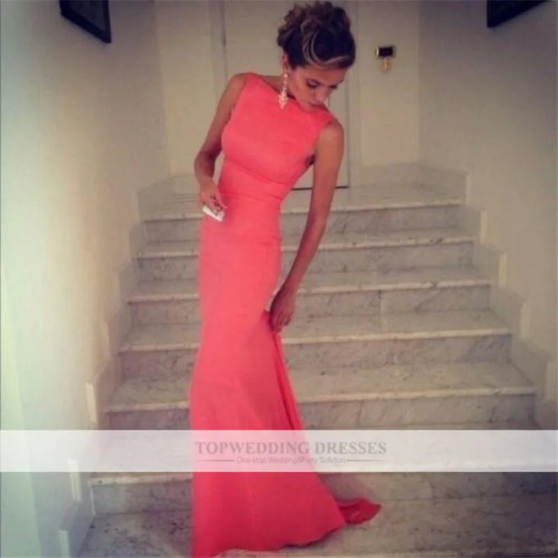 Coral Prom Dresses 2015 Vintage Backless Evening Long Wedding Party Dress Fitted Beach Maxi under $100 | Свадьбы и торжества