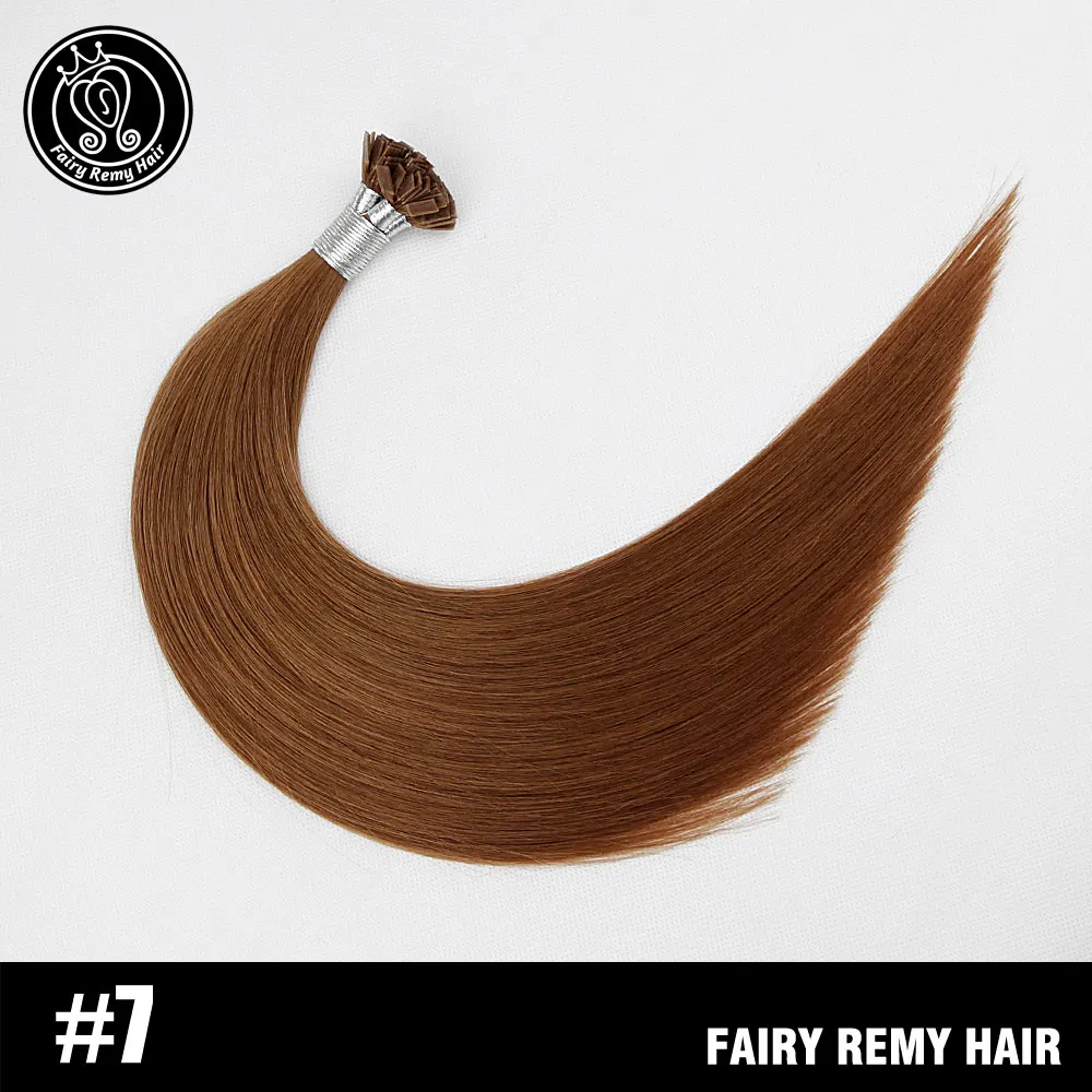 #7 Феи remy волосы 0,8 г/локон 1" Remy плоский кончик кератиновые человеческие волосы расширение европейские натуральные волосы на капсуле fusion волосы 50 s/pac - Цвет: #7